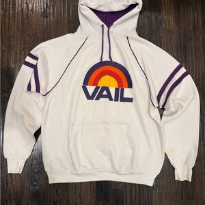 WOLF Cream Hoodie with Purple Hood and Drawstring